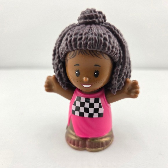 Fisher-Price Other - Fisher-Price Little People Girl Figure Pink Checkered Shirt Braids 2022 Mattel